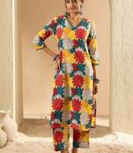 Women Floral Printed Regular Pure Cotton Kurta with Palazzos