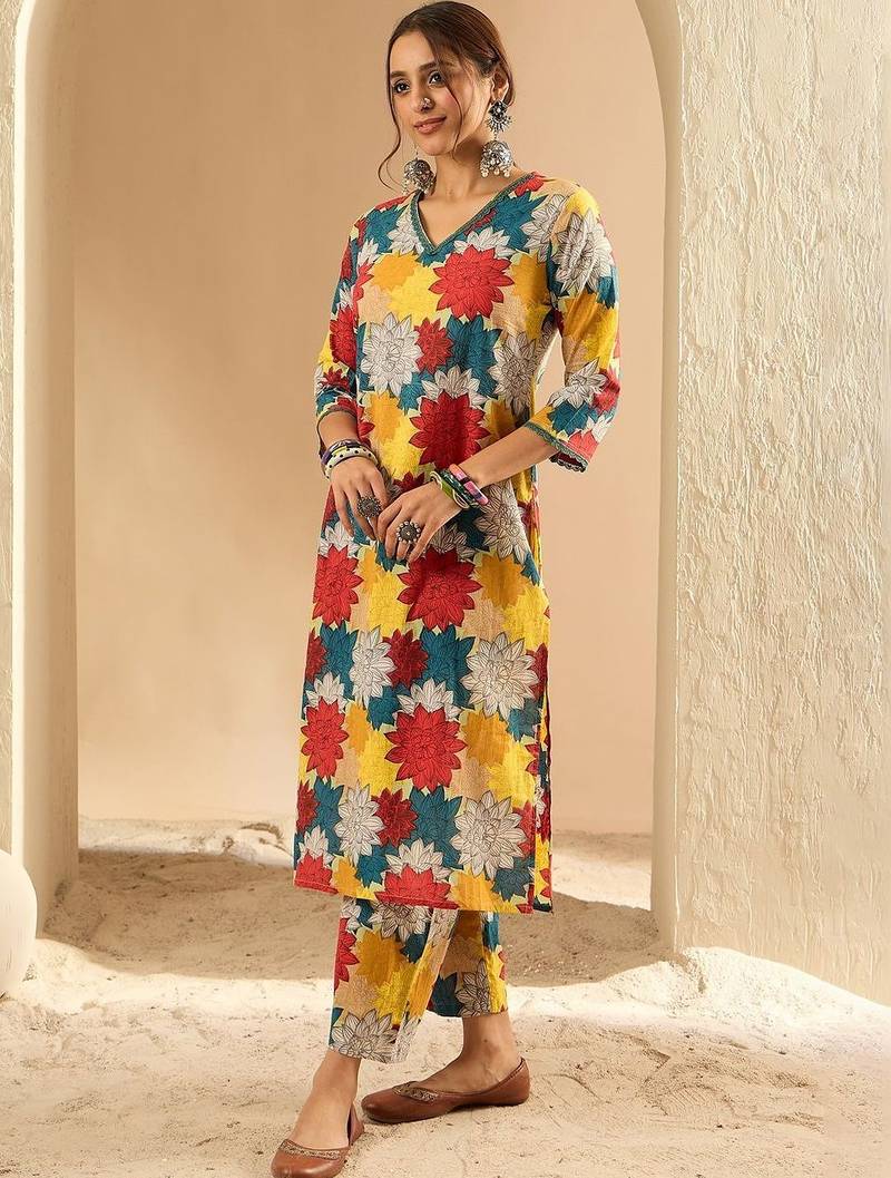 Women Floral Printed Regular Pure Cotton Kurta with Palazzos