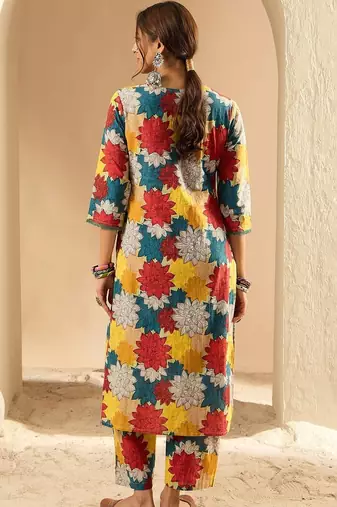 Women Floral Printed Regular Pure Cotton Kurta with Palazzos