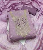 lavender weaved jacquard unstitched dress material 