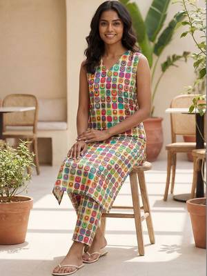 Women Printed Regular Pure Cotton Kurta with Trousers 2