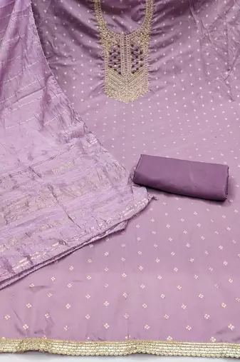 lavender weaved jacquard unstitched dress material 
