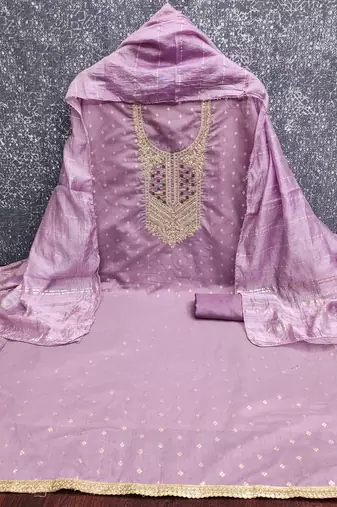 lavender weaved jacquard unstitched dress material 