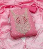pink weaved jacquard unstitched dress material 