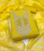 yellow  weaved jacquard unstitched dress material 