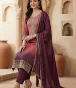 Women Ombre Dyed Regular Sequinned Kurta with Trousers & With Dupatta
