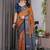 Brown color Digital Printed And Zari Woven Work Linen Saree