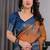 Brown color Digital Printed And Zari Woven Work Linen Saree