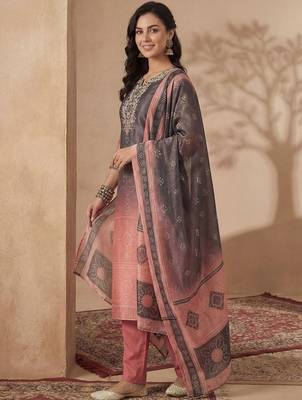 Women Bandhani Embroidered Regular Sequinned Kurta with Trousers & With Dupatta 2