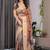 Cream color Digital Printed And Zari Woven Work Linen Saree