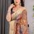 Cream color Digital Printed And Zari Woven Work Linen Saree
