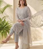 Women Ethnic Motifs Embroidered Regular Thread Work Kurta with Trousers & With Dupatta