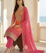 Women Ethnic Motifs Printed Regular Sequinned Kurta with Trousers & With Dupatta