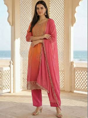 Women Ethnic Motifs Printed Regular Sequinned Kurta with Trousers & With Dupatta 2