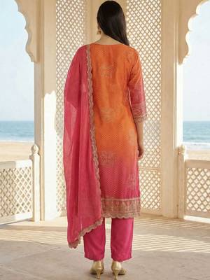 Women Ethnic Motifs Printed Regular Sequinned Kurta with Trousers & With Dupatta 4