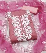 baby pink embroidered pv roman silk unstitched dress material 