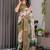 Olive color Digital Printed And Zari Woven Work Linen Saree