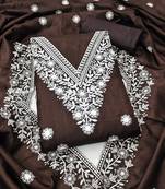 brown embroidered jalpari cotton unstitched dress material 
