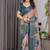 Teal color Digital Printed And Zari Woven Work Linen Saree