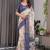 White color Digital Printed And Zari Woven Work Linen Saree