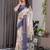 White color Digital Printed And Zari Woven Work Linen Saree