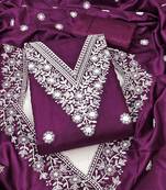 purple embroidered jalpari cotton unstitched dress material 
