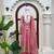 Pink fendy silk blend gown set with pant & dupatta