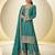 Teal blue heavy chinon embroidered palazzo suit set