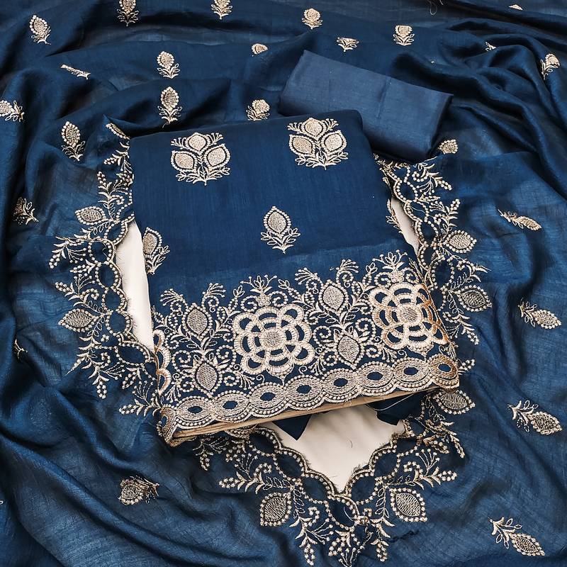 beige printed linen cotton unstitched dress material 
