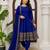 Royal blue premium chinon anarkali suit set