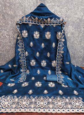beige printed linen cotton unstitched dress material  3