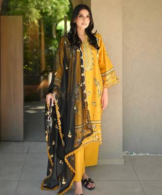 Yellow roman embroidered palazzo suit set 1