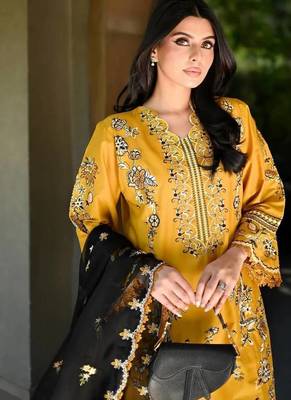 Yellow roman embroidered palazzo suit set 2