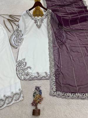Plum pure maska cotton embroidered palazzo suit set 4