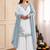 Blue pure maska cotton embroidered palazzo suit set