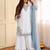 Blue pure maska cotton embroidered palazzo suit set