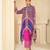 Purple natural crepe silk blend top pant set with handbag