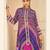 Purple natural crepe silk blend top pant set with handbag