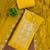 yellow  embroidered viscose satin unstitched dress material 