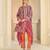 Orange natural crepe silk blend top pant set with handbag