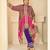 Pink natural crepe silk blend top pant set with handbag