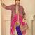 Pink natural crepe silk blend top pant set with handbag