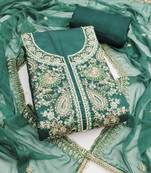 sea green embroidered p v silk blend unstitched dress material 