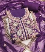 lavender embroidered p v silk blend unstitched dress material 