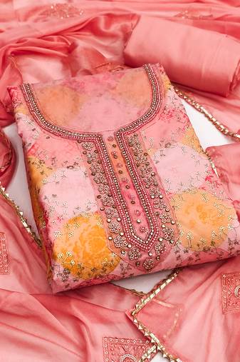 multicolor printed muslin unstitched dress material 