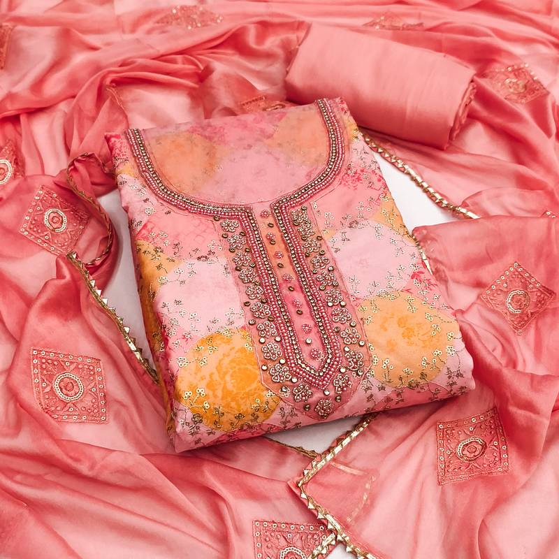 multicolor printed muslin unstitched dress material 