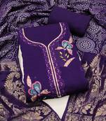 purple embroidered georgette viscose unstitched dress material 