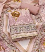 multicolor printed silk blend  linen unstitched dress material 