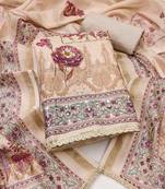 multicolor printed silk blend  linen unstitched dress material 