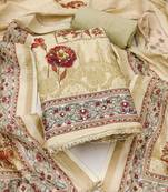 multicolor printed silk blend  linen unstitched dress material 